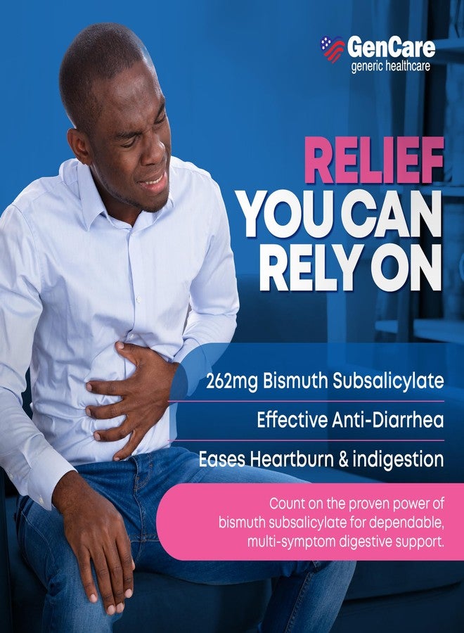 GenCare Upset Stomach Relief – 48 Softgels – Bismuth Subsalicylate 262 mg Antidiarrheal Medication – Acid Reflux Medicine for Nausea, Heartburn & Indigestion Relief – Generic for Pepte Bismol Tablets - Image 3